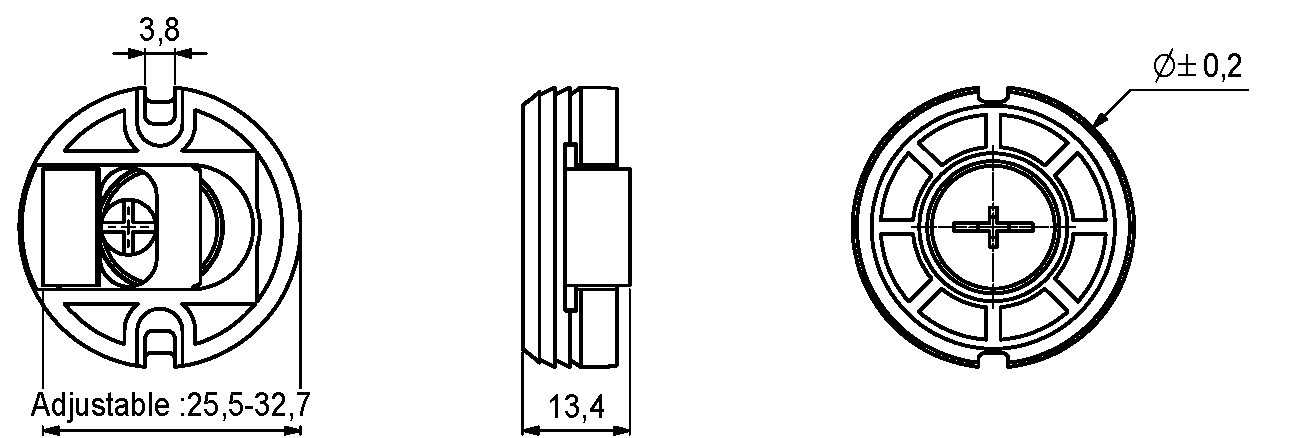 338300, Mirror support Ø35x13,4plastic/metal dyed white | HT Bendix