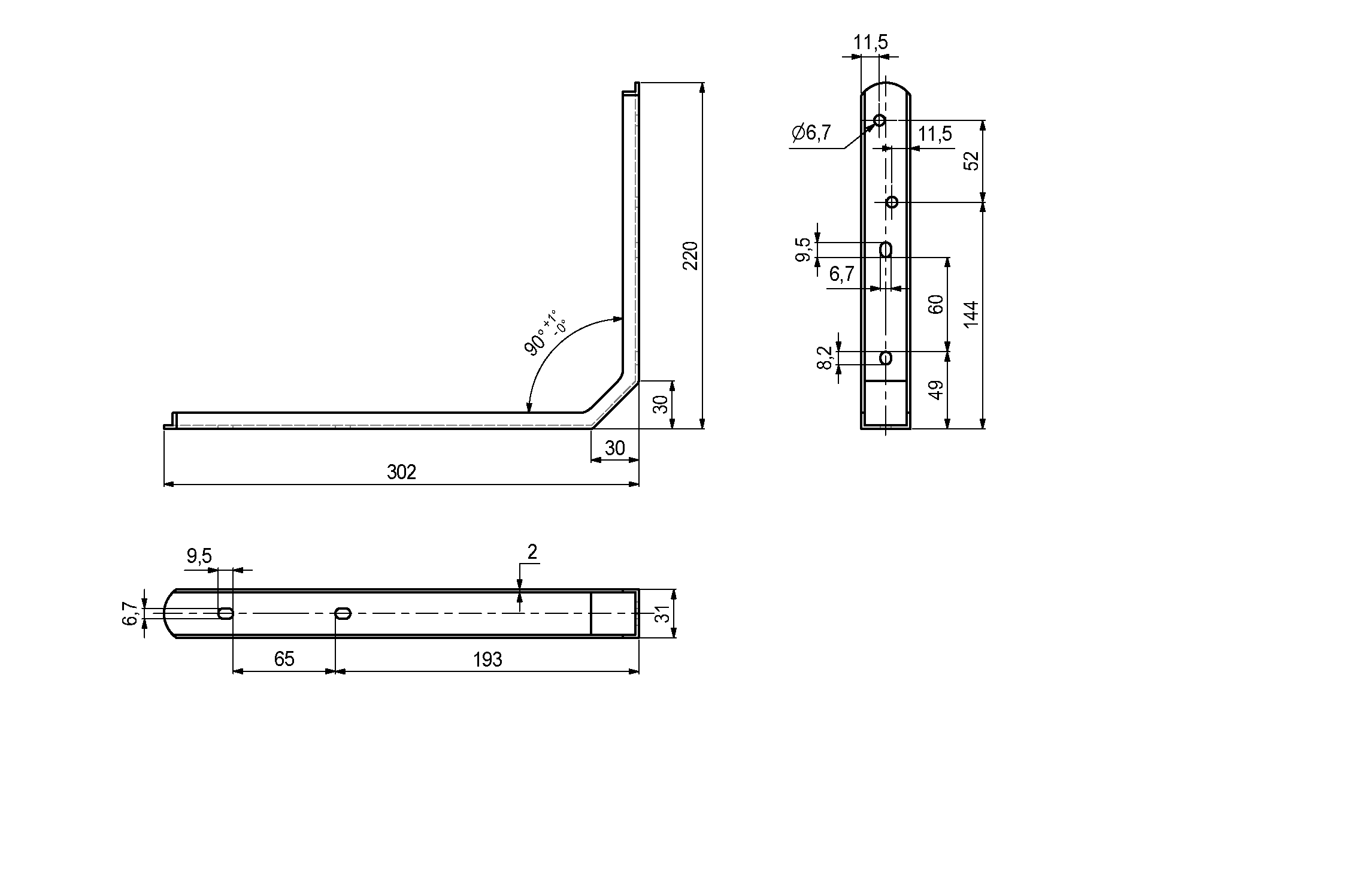 335053, Hyldeknægt 302x220x31 2 stål carbon low malet hvid RAL-9016 ...